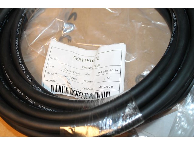 5 autolaadkabels / koppelkabels type 1 - type 2. 8m 3x2,5 mm2. - afbeelding 3 van  3