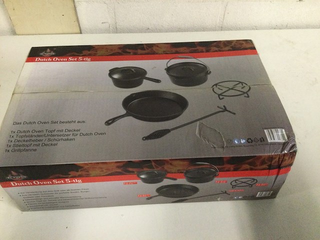 5-delige gietijzeren dutch oven set, el fuego, zwart - afbeelding 3 van  6