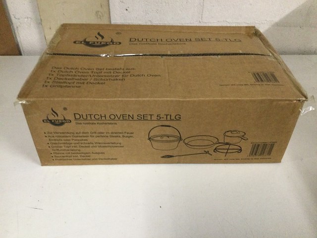 5-delige gietijzeren dutch oven set, el fuego, zwart - afbeelding 3 van  4