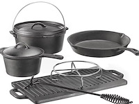 5-delige gietijzeren dutch oven set, el fuego, zwart - afbeelding 2 van  5