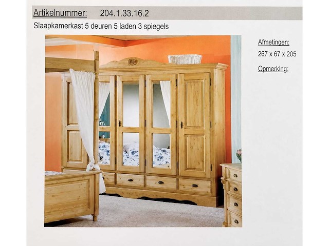 5-delige slaapkamerkast 267x67x205cm - afbeelding 1 van  6