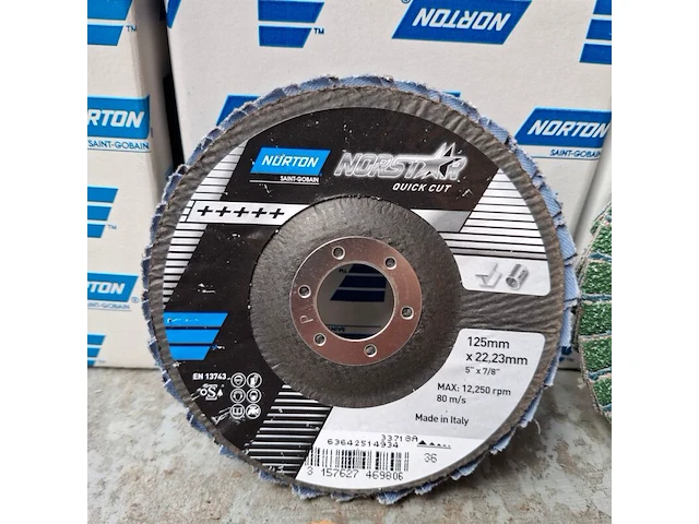 5 doos a 10 stuks lamellenschijf norton, 125x22,23mm | 36 - afbeelding 2 van  4
