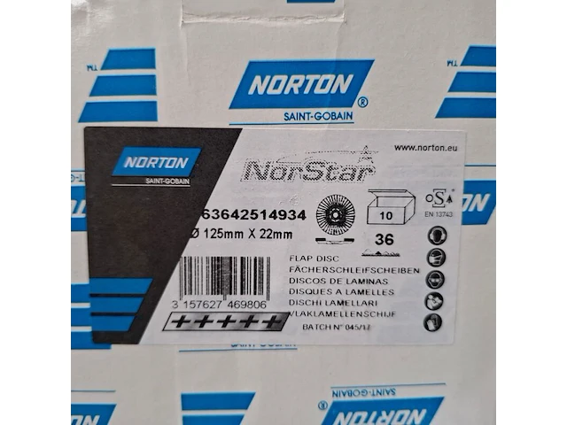 5 doos a 10 stuks lamellenschijf norton, 125x22,23mm | 36 - afbeelding 4 van  4