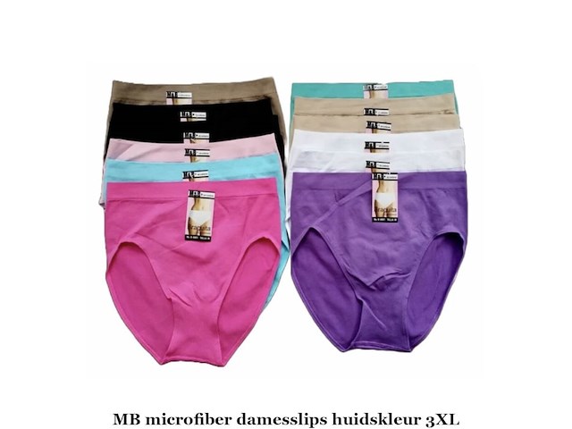 5 ex. mb microfiber dames slips 3x licht / 2x donker huidskleur 3xl - afbeelding 2 van  3