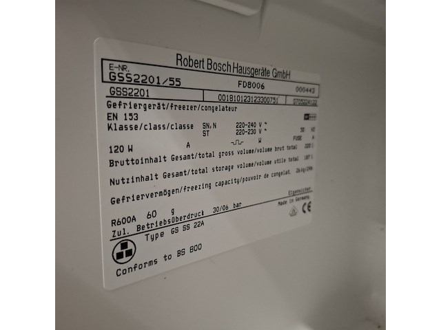 5 laden vriezer, bosch, gss2201 - afbeelding 6 van  6