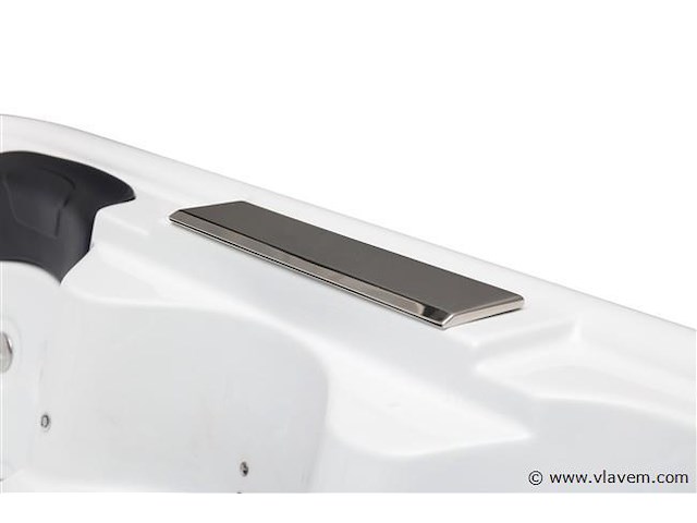 5 persoons outdoor spa 208x208 cm - incl. 2 ligbedden - wit bad / naturel houten kleur zijkant - afbeelding 11 van  16