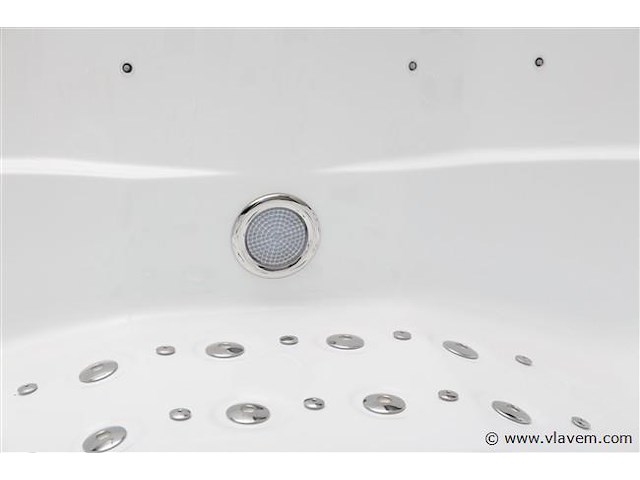 5 persoons outdoor spa 208x208 cm - incl. 2 ligbedden - wit bad / naturel houten kleur zijkant - afbeelding 16 van  16