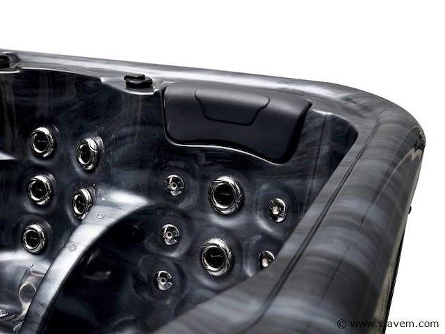5 persoons outdoor spa 208x208 cm incl. 2 ligbedden - cloudy black bad / antraciete zijkant - afbeelding 3 van  23