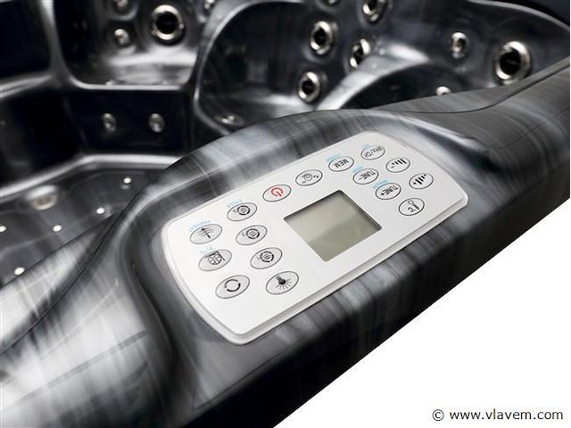 5 persoons outdoor spa 208x208 cm incl. 2 ligbedden - cloudy black bad / antraciete zijkant - afbeelding 4 van  23