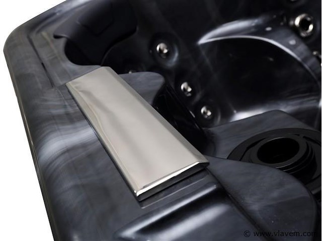 5 persoons outdoor spa 208x208 cm incl. 2 ligbedden - cloudy black bad / antraciete zijkant - afbeelding 6 van  23