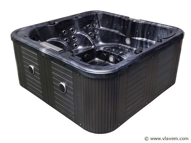 5 persoons outdoor spa 208x208 cm incl. 2 ligbedden - cloudy black bad / antraciete zijkant - afbeelding 1 van  23