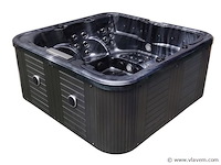 5 persoons outdoor spa 208x208 cm incl. 2 ligbedden - cloudy black bad / antraciete zijkant - afbeelding 1 van  23