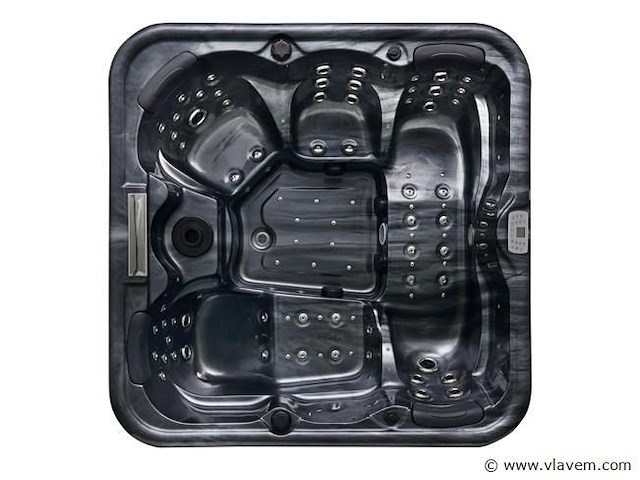 5 persoons outdoor spa 208x208 cm incl. 2 ligbedden - cloudy black bad / antraciete zijkant - afbeelding 12 van  23
