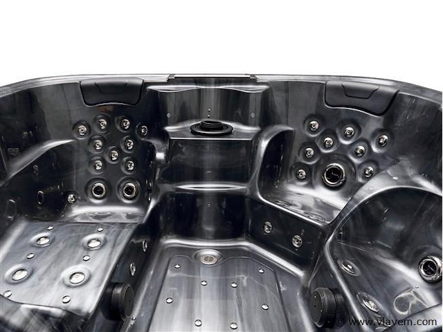 5 persoons outdoor spa 208x208 cm incl. 2 ligbedden - cloudy black bad / antraciete zijkant - afbeelding 23 van  23