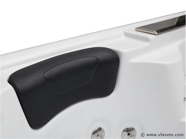 5 persoons outdoor spa 208x208 cm incl. 2 ligbedden - wit bad / mahonie kleur zijkant - afbeelding 11 van  21