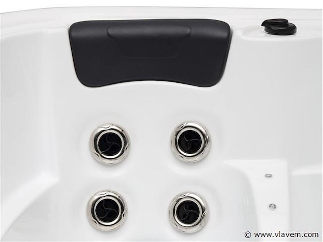 5 persoons outdoor spa 208x208 cm incl. 2 ligbedden - wit bad / mahonie kleur zijkant - afbeelding 13 van  21