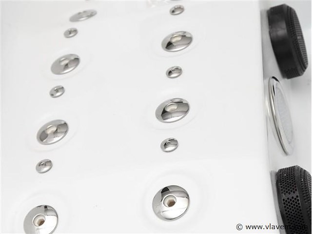 5 persoons outdoor spa 208x208 cm incl. 2 ligbedden - wit bad / mahonie kleur zijkant - afbeelding 14 van  21