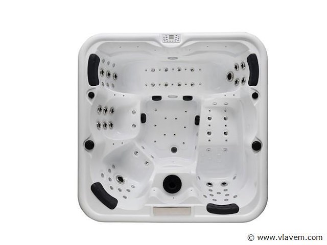 5 persoons outdoor spa 208x208 cm incl. 2 ligbedden - wit bad / mahonie kleur zijkant - afbeelding 12 van  21