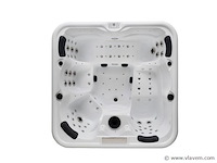 5 persoons outdoor spa 208x208 cm incl. 2 ligbedden - wit bad / mahonie kleur zijkant - afbeelding 12 van  21