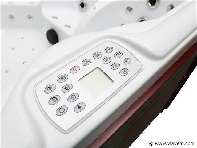 5 persoons outdoor spa 208x208 cm incl. 2 ligbedden - wit bad / mahonie kleur zijkant - afbeelding 17 van  21