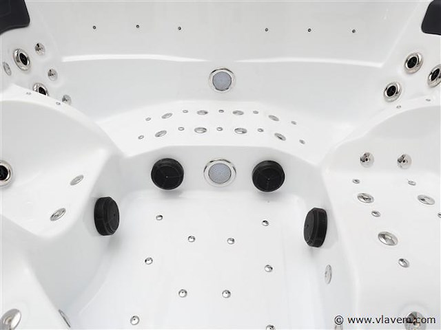 5 persoons outdoor spa 208x208 cm incl. 2 ligbedden - wit bad / mahonie kleur zijkant - afbeelding 20 van  21