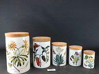 5 portmeirion botanic garden voorraadpotten met houten deksel