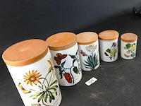 5 portmeirion botanic garden voorraadpotten met houten deksel - afbeelding 2 van  5
