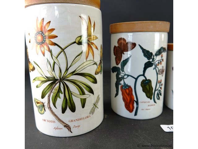 5 portmeirion botanic garden voorraadpotten met houten deksel - afbeelding 3 van  5