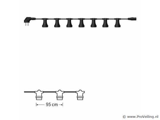 5 x 10 meter koppelbare prikkabel – e27 – ip44 – met stekker – zwart - afbeelding 2 van  5