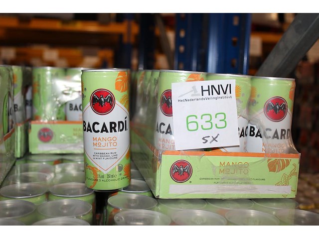 5 x 12 blikken bacardi cola mango mjito 0,25cl. tht 6-2026. bod inclusief statiegeldwaarde van 7,20 euro. - afbeelding 1 van  2