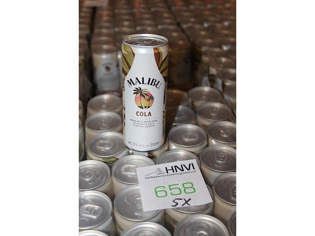5 x 12 blikken malibu cola 0,25cl. tht 5-2026. bod inclusief statiegeldwaarde van 18 euro. - afbeelding 2 van  3