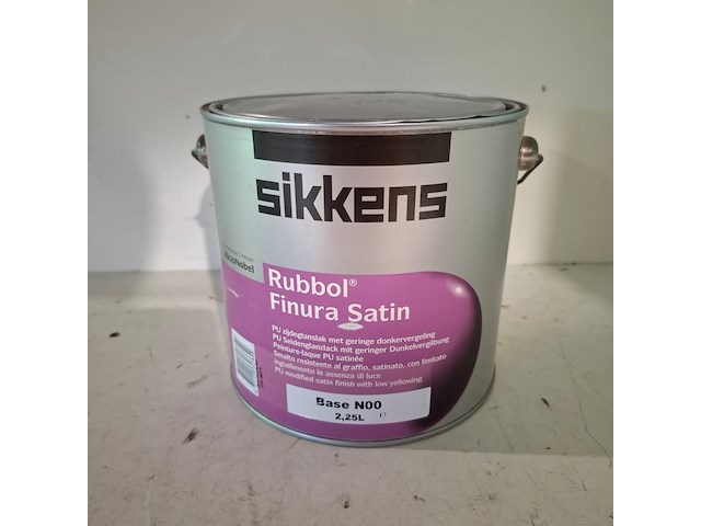 5 x 2,5 liter zijdeglanslak, sikkens, finura satin, ral 9005 zwart - afbeelding 2 van  5
