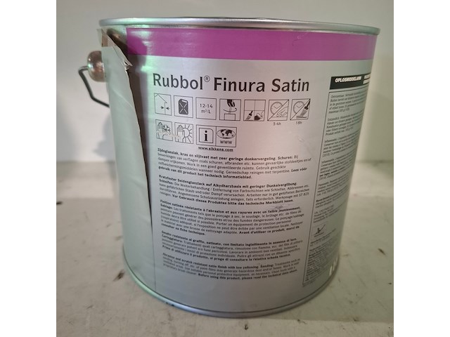 5 x 2,5 liter zijdeglanslak, sikkens, finura satin, ral 9005 zwart - afbeelding 3 van  5