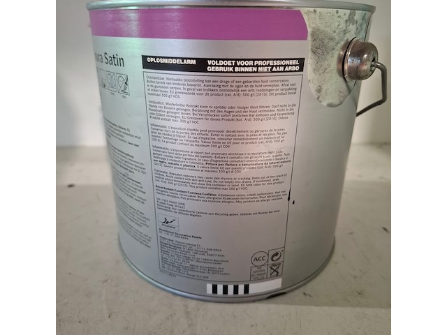 5 x 2,5 liter zijdeglanslak, sikkens, finura satin, ral 9005 zwart - afbeelding 4 van  5