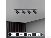 5 x gu10 opbouwspot armatuur – 4 draaibare spots – ip20 – zwart - afbeelding 4 van  5
