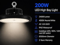 5 x led highbay ufo pro 200w – instelbaar 60% / 80% / 100% – 4000k – web-200 - afbeelding 1 van  5