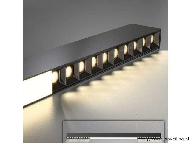 5 x led lineaire hanglamp – 35w – 120cm – ip20 – zwart – inclusief montageset - afbeelding 5 van  5