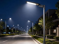 5 x led straatlamp 100w – 6400k koud wit - grijs – ip65 – florida-100 - afbeelding 2 van  5