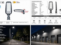 5 x led straatlamp 100w – 6400k koud wit - grijs – ip65 – florida-100 - afbeelding 5 van  5