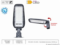5 x led straatlamp 100w – 6400k koud wit - grijs – ip65 – florida-100 - afbeelding 1 van  5
