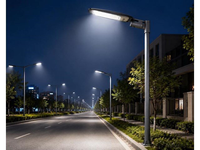 5 x led straatlamp 100w – 6400k koud wit - grijs – ip65 – florida-100 - afbeelding 2 van  5