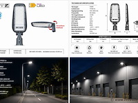 5 x led straatlamp 100w – 6400k koud wit - grijs – ip65 – florida-100 - afbeelding 5 van  5