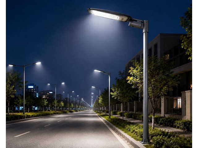 5 x led straatlamp 100w – 6400k koud wit - grijs – ip65 – florida-100 - afbeelding 2 van  5