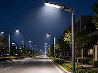 5 x led straatlamp 100w – 6400k koud wit - grijs – ip65 – florida-100 - afbeelding 2 van  5