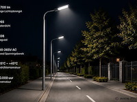 5 x led straatlamp 100w – 6400k koud wit - grijs – ip65 – florida-100 - afbeelding 3 van  5