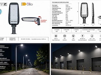 5 x led straatlamp 150w – 6400k koud wit - grijs – ip65 – florida-150 - afbeelding 5 van  5