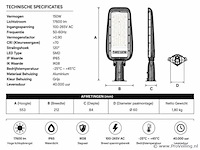 5 x led straatlamp 150w – 6400k koud wit - grijs – ip65 – florida-150 - afbeelding 4 van  5
