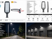 5 x led straatlamp 150w – 6400k koud wit - grijs – ip65 – florida-150 - afbeelding 5 van  5