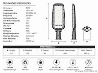 5 x led straatlamp 150w – 6400k koud wit - grijs – ip65 – florida-150 - afbeelding 4 van  5