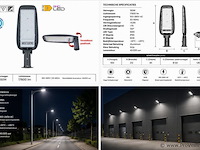 5 x led straatlamp 150w – 6400k koud wit - grijs – ip65 – florida-150 - afbeelding 5 van  5